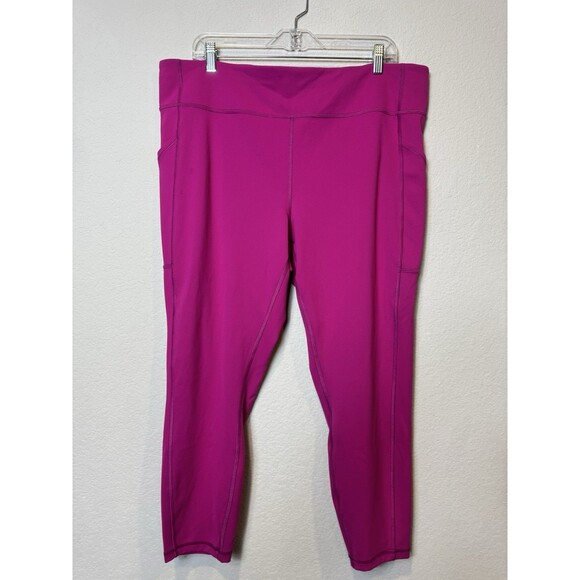 Lululemon Invigorate High-Rise Tight Pink Raspberry Cropped Sz 20 with Pockets! - Picture 2 of 15